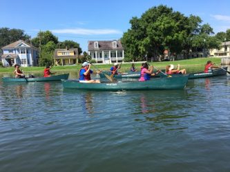 BASIN campers canoe down Bayou St. John during BASIN 2017.
