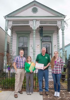 Judges Joe Willis, left, Kevin Taylor, center, and Anna Timmerman, right, give Linda Gielec her awards in the Jazzin' Up the Neighborhood Garden Contest. Photo by Chris Granger, NOLA.com